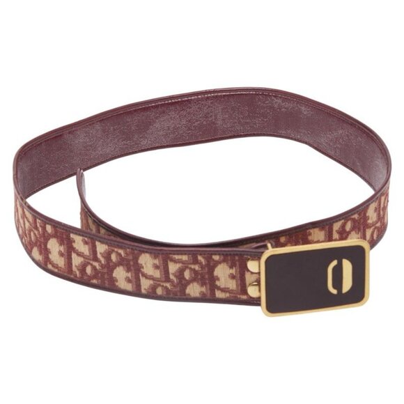 Dior Trotter Belt Size 75 Wine Red Gold Canvas Leather main image 7